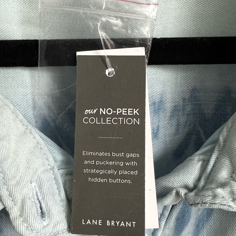 Lane Bryant Denim-look Tie-Dye Blouse | 30/32 - Picture 7 of 12
